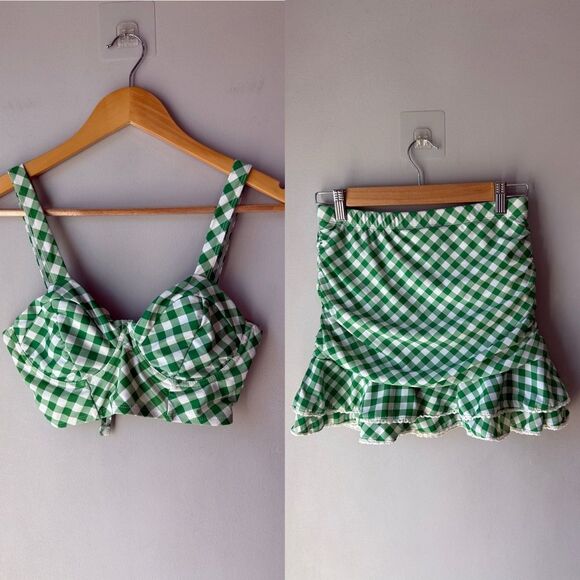 Unique Vintage Gingham Matching Set Swimwear
Bikini Skirt Retro - Picture 3 of 10